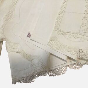 NOS VTG 1950s PEPPERELL Sheet Set 3 Full Flat Crocheted 4 Pillowcases Muslin USA